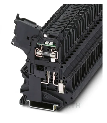 Phoenix Contact UT 4-HESILED 24 (5X20) เทอร์มินัลบล็อกฟิวส์ (3046090) ขนาดสาย 4 mm² กระแส 6.3 A แรงดัน 24 V ต่อแบบสกรู สีดำ