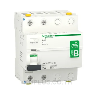 Schneider Electric A9Z51463 EV Charger 4โพล 63 แอมป์ Residual Current Circuit Breaker,Acti9 ilD4P 63A 30mA Type B, RCCB