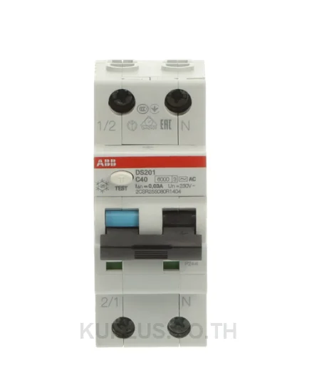 DS201 C40 AC30, เบรกเกอร์กันดูด (RCBO) ABB DS201 2P (1P+N) 40A Curve C 30mA Type AC