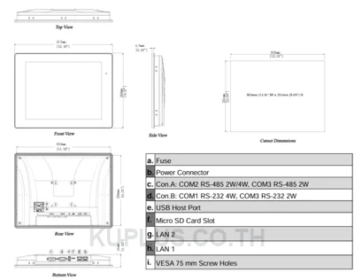 Weintek 12,1" HMI Resistive Touch, plastic housing, 1024x768, Quad-core  RISC, serial, USB & 2x Ethernet. (EA2.0 license optional)