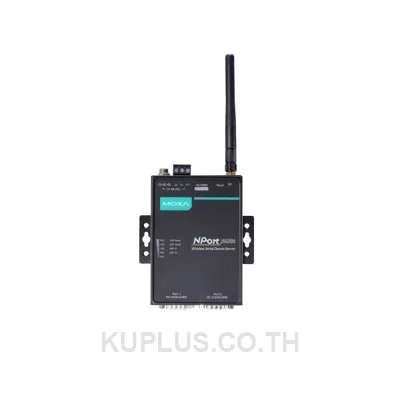เซอร์เวอร์แปลงพอร์ตซีเรียลเป็นอีเทอร์เน็ต (Serial Device Server) MOXA NPort W2250A-W4-EU/KC 2 พอร์ต RS-232/422/485 802.11a/b/g/n EU band อุณหภูมิ 0 ถึง 55 °C