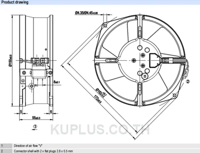 W2S130 Series Axial Fan, 172 x 55mm, 380m?/h, 45W, 230 V ac