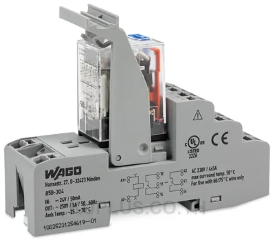 Relay module; Nominal input voltage: 24 VDC; 4 changeover contacts; Limiting continuous current: 5 A; with manual operation; Red status indicator; Module width: 31 mm; 1,50 mm²