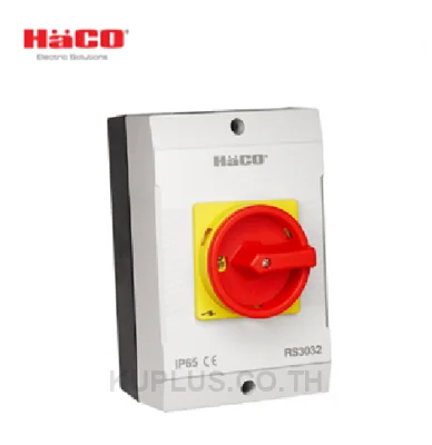 HACO สวิตช์ควบคุม เปิด-ปิด หมุนด้วยมือ On-Off Selector Switch IP65 3P รุ่น RS3032