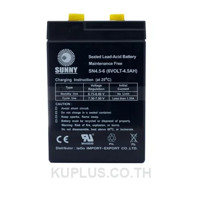 Sunny SN4.5-6 Rechargeable Battery, 6 V, 4.5 Ah