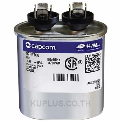 97F5706 6 uf MFD 370 Volt VAC - GE Genteq Replacement Oval Run Capacitor