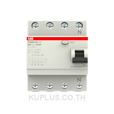2CSF204006R1630 FH204 AC-63/0.03 เบรกเกอร์กันดูด 4P 63A 30mA RCCB Type AC ABB