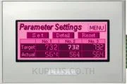 3.4” monochrome, 16 levels of grayscale, 3-color LED backlight  White/Pink/Red , RS-422/485, USB A/mini B, DC24V