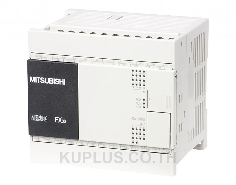 ชุดควบคุม PLC (Base Unit/CPU) Mitsubishi FX3S-30MR/DS I/O 30 จุด ชนิดเอาต์พุต Relay อินพุต 16 จุด เอาต์พุต 14 จุด DC24V