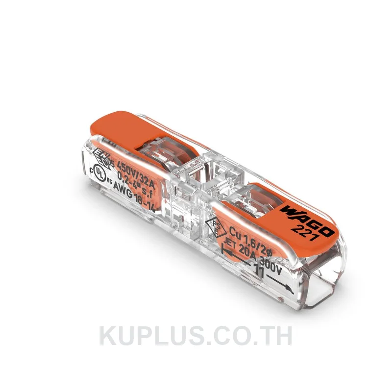 Inline splicing connector with lever; for all conductor types; max. 4 mm²; 2-conductor; transparent housing; Transparent cover; Surrounding air temperature: max 85°C (T85); 4,00 mm²; transparent