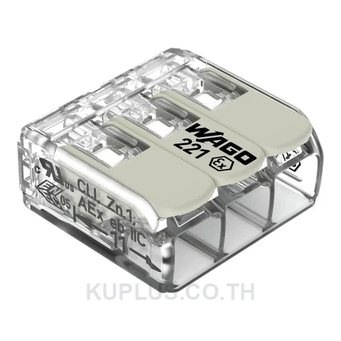 COMPACT Splicing Connector; for all conductor types; for Ex e applications; max. 4 mm²; 3-conductor; with levers; transparent housing; Operating temperature (max.): 105 °C; 4,00 mm²; transparent
