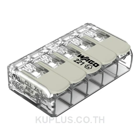 COMPACT Splicing Connector; for all conductor types; for Ex e applications; max. 4 mm²; 5-conductor; with levers; transparent housing; Operating temperature (max.): 105 °C; 4,00 mm²; transparent