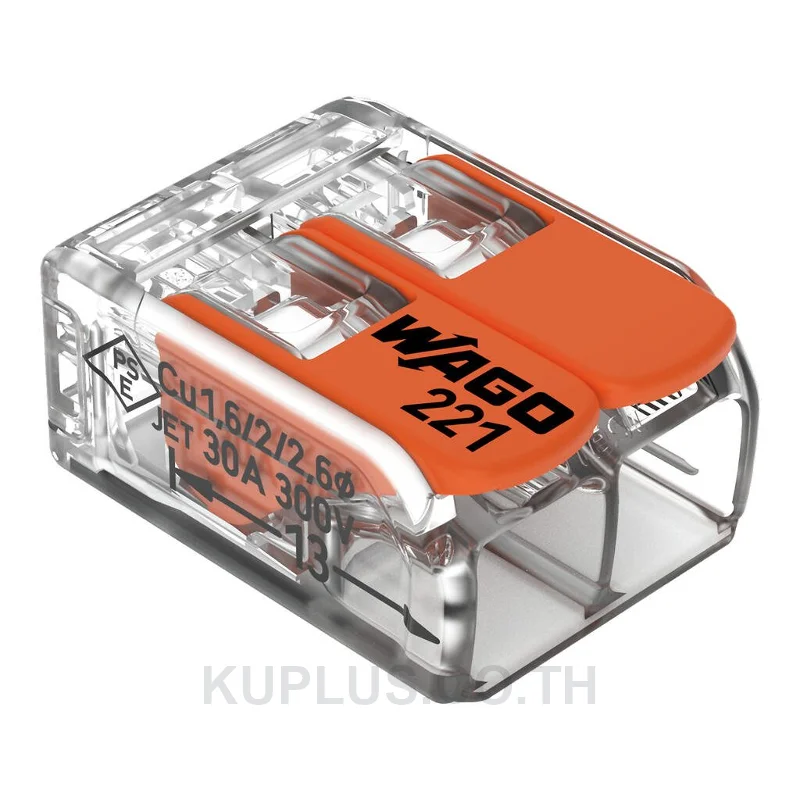 COMPACT Splicing Connector; for all conductor types; max. 6 mm²; 2-conductor; with levers; transparent housing; Surrounding air temperature: max 85°C (T85); 6,00 mm²; transparent