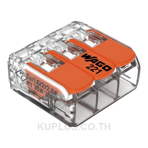 COMPACT Splicing Connector; for all conductor types; max. 6 mm²; 3-conductor; with levers; transparent housing; Surrounding air temperature: max 85°C (T85); 6,00 mm²; transparent