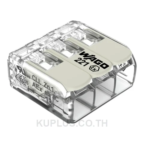 COMPACT Splicing Connector; for all conductor types; for Ex e applications; max. 6 mm²; 3-conductor; with levers; transparent housing; Operating temperature (max.): 105 °C; 6,00 mm²; transparent