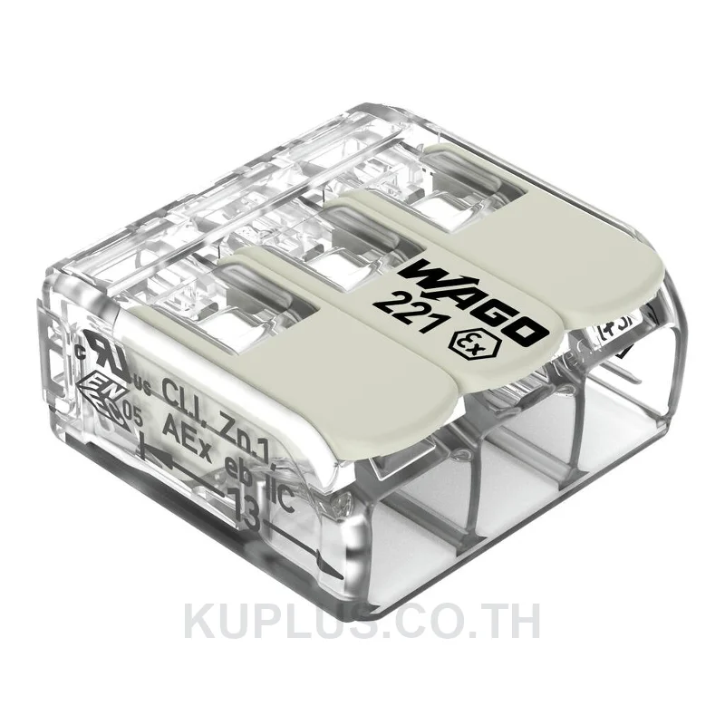 COMPACT Splicing Connector; for all conductor types; for Ex e applications; max. 6 mm²; 3-conductor; with levers; transparent housing; Operating temperature (max.): 105 °C; 6,00 mm²; transparent