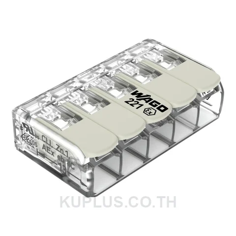 COMPACT Splicing Connector; for all conductor types; for Ex e applications; max. 6 mm²; 5-conductor; with levers; transparent housing; Operating temperature (max.): 105 °C; 6,00 mm²; transparent
