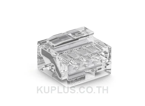 MICRO PUSH WIRE® connector for junction boxes; for solid conductors; max. 0.5 mm Ø; 4-conductor; transparent housing; light gray cover; Surrounding air temperature: max 60°C; transparent