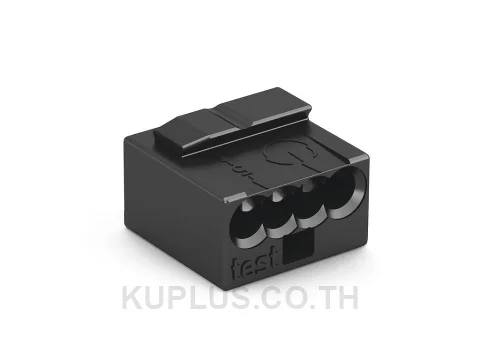 MICRO PUSH WIRE® connector for junction boxes; for solid conductors; 0.8 mm Ø; 4-conductor; dark gray housing; light gray cover; Surrounding air temperature: max 60°C; 0,80 mm²; dark gray