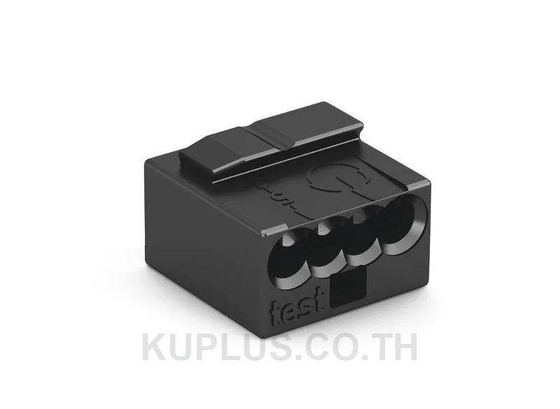 MICRO PUSH WIRE® connector for junction boxes; for solid conductors; 0.8 mm Ø; 4-conductor; dark gray housing; light gray cover; Surrounding air temperature: max 60°C; 0,80 mm²; dark gray