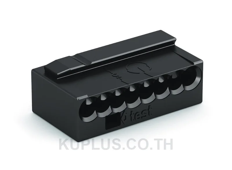 MICRO PUSH WIRE® connector for junction boxes; for solid conductors; 0.8 mm Ø; 8-conductor; dark gray housing; light gray cover; Surrounding air temperature: max 60°C; dark gray