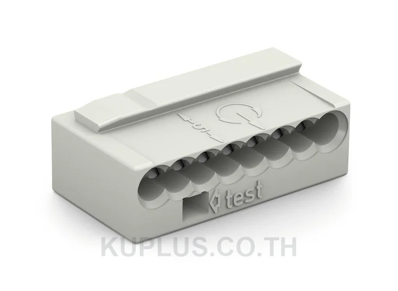 MICRO PUSH WIRE® connector for junction boxes; for solid conductors; 0.8 mm Ø; 8-conductor; light gray housing; light gray cover; Surrounding air temperature: max 60°C; light gray