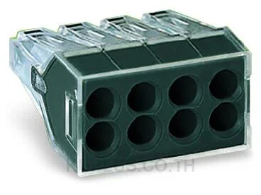PUSH WIRE® connector for junction boxes; for solid and stranded conductors; max. 2.5 mm²; 8-conductor; transparent housing; dark gray cover; Surrounding air temperature: max 60°C; 2,50 mm²; multicoloured