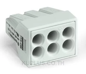 PUSH WIRE® connector for junction boxes; for solid and stranded conductors; for Ex applications; max. 2.5 mm²; 6-conductor; light gray housing; light gray cover; Surrounding air temperature: max 60°C; 2,50 mm²; light gray